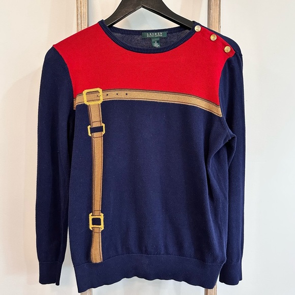 Lauren Ralph Lauren Sweaters - Lauren Ralph Lauren Equestrian Horse Bit Belt Sweater Size Medium